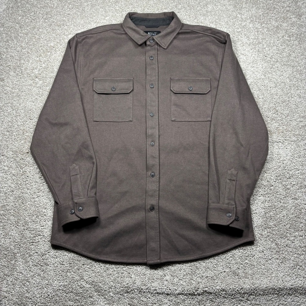 BYLT Premium Basics Coastal Overshirt Coffee Brown XL Button Down Performance